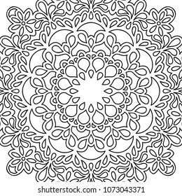 Zentangle. Black and White Seamless Pattern for Adult Coloring Page. Mandala Ornament for Seamless Texture. Tribal Zentangle Pattern in Vintage Style. Vector