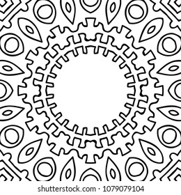 Zentangle. Black and White Seamless Pattern for Adult Coloring Page. Mandala Ornament for Seamless Texture. Tribal Zentangle Pattern in Vintage Style. Vector