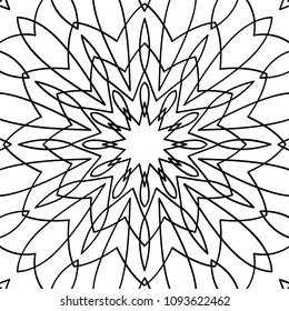 Zentangle. Black and White Seamless Pattern for Adult Coloring Page. Mandala Ornament for Seamless Texture. Tribal Zentangle Pattern in Vintage Style. Vector