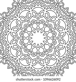 Zentangle. Black and White Seamless Pattern for Adult Coloring Page. Mandala Ornament for Seamless Texture. Tribal Zentangle Pattern in Vintage Style. Vector