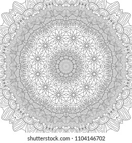 Zentangle. Black and White Seamless Pattern for Adult Coloring Page. Mandala Ornament for Seamless Texture. Tribal Zentangle Pattern in Vintage Style. Vector