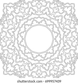 Zentangle. Black and White Seamless Pattern for Adult Coloring Page. Mandala Ornament for Seamless Texture. Tribal Zentangle Pattern in Vintage Style. Vector