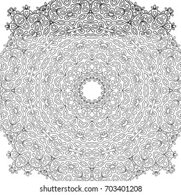 Zentangle. Black and White Seamless Pattern for Adult Coloring Page. Mandala Ornament for Seamless Texture. Tribal Zentangle Pattern in Vintage Style. Vector