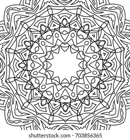 Zentangle. Black and White Seamless Pattern for Adult Coloring Page. Mandala Ornament for Seamless Texture. Tribal Zentangle Pattern in Vintage Style. Vector
