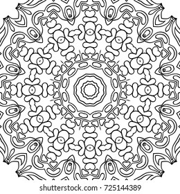 Zentangle. Black and White Seamless Pattern for Adult Coloring Page. Mandala Ornament for Seamless Texture. Tribal Zentangle Pattern in Vintage Style. Vector