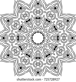 Zentangle. Black and White Seamless Pattern for Adult Coloring Page. Mandala Ornament for Seamless Texture. Tribal Zentangle Pattern in Vintage Style. Vector