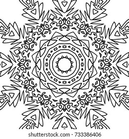 Zentangle. Black and White Seamless Pattern for Adult Coloring Page. Mandala Ornament for Seamless Texture. Tribal Zentangle Pattern in Vintage Style. Vector