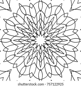 Zentangle. Black and White Seamless Pattern for Adult Coloring Page. Mandala Ornament for Seamless Texture. Tribal Zentangle Pattern in Vintage Style. Vector