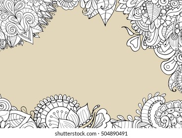 Zentangle border flyer template. Floral style frame