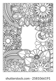 Zentangle Borders Coloring Pages For Adults. Zentangle Flowers Coloring Pages for Adults.