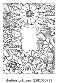 Zentangle Borders Coloring Pages For Adults. Zentangle Flowers Coloring Pages for Adults.