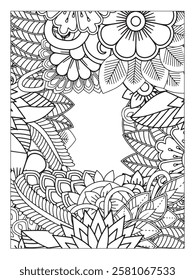 Zentangle Borders Coloring Pages For Adults. Zentangle Flowers Coloring Pages for Adults.