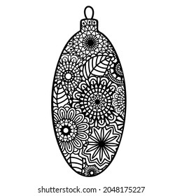 Zentangle Christmas decor isolated on white background Vector illustration