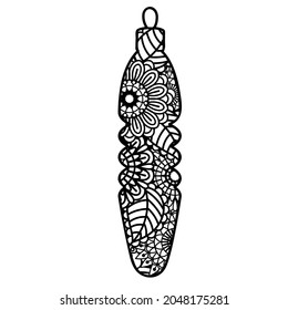 Zentangle Christmas decor isolated on white background Vector illustration