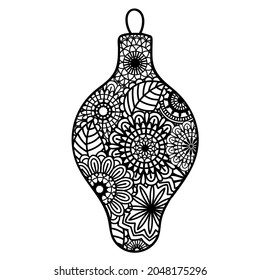 Zentangle Christmas decor isolated on white background Vector illustration