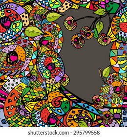 Zentangle colorful abstract backgraound with warm colors. Hand drawn outlines and contours.