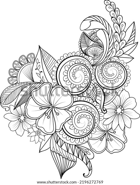 Zentangle Coloring Book Page Zendoodle Flower Stock Vector (Royalty