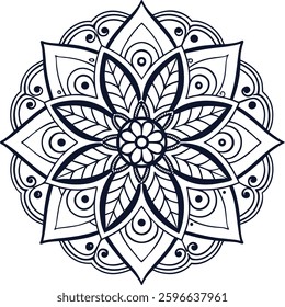 Zentangle coloring page mandala art
