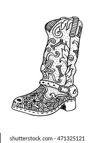 Zentangle of a cowboy boots