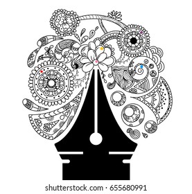 Zentangle creativity concept for adult coloring. vector illustration.