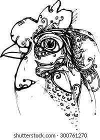 the zentangle design of hen abstract illustrator