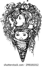 The zentangle design of ice cream