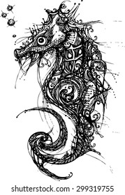 Zentangle design of The sea horse. Hand draw for tattoo. line art collection.
The unique art of creative artists from Thai artist