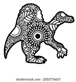 Zentangle dinosaur isolated on white background. Vector illustration