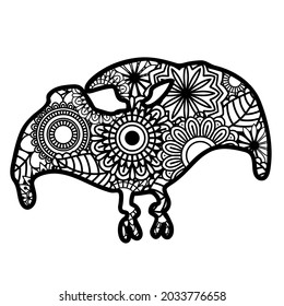 Zentangle dinosaur isolated on white background. Vector illustration