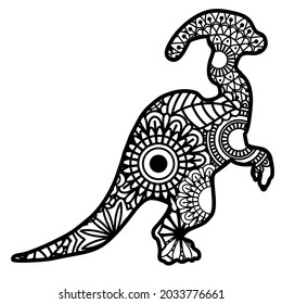 Zentangle dinosaur isolated on white background. Vector illustration