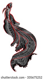 zentangle and doodle art, beautiful fish vector