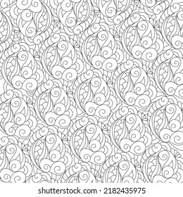 Zentangle doodle art bohemian pattern with mandalas. Black and white hippie style texture.