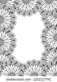 Zentangle Doodle Bordes Florales Colores Página Adulto. Juego de etiquetas en blanco y negro con motivos de doodle florales, traza a mano estilo mehndi. 
