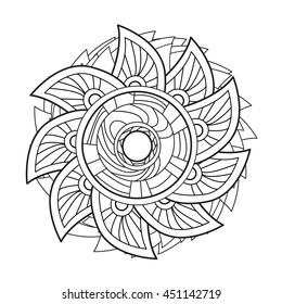 Zentangle doodle flower. Mandala. 