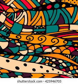 Zentangle doodle pattern for coloring book and adults. Made by trace from personal hand drawn sketch. Black and white