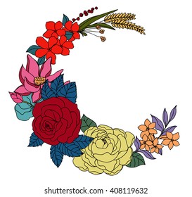 Zentangle and doodle style flower in circle shape