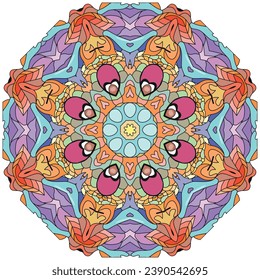Zentangle dragon on mandala. Hand drawn decorative vector illustration