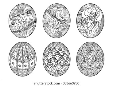 Zentangle easter eggs for coloring book for adult