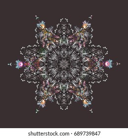 Zentangle elegant snow flake. Vector ornamental winter illustration for decoration, Christmas greeting cards, invitation template. Coloring pages.