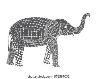 Zentangle elephant illustration on simple white background