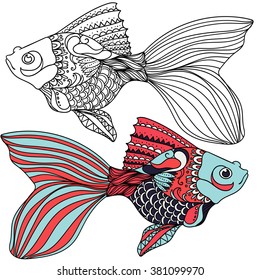Zentangle fish. Hand  drawn vector illustration.