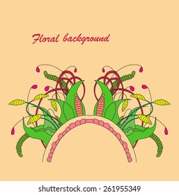 Zentangle floral element. Vector element in bright colors