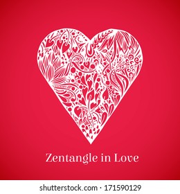 Zentangle floral heart