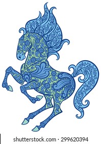 Zentangle floral  ornate horse - hand drawn doodle vector illustration for tattoo or makhenda 