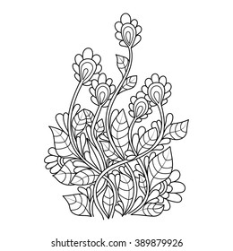 Zentangle floral pattern. Doodle art flowers.  Hand-drawn design element. 