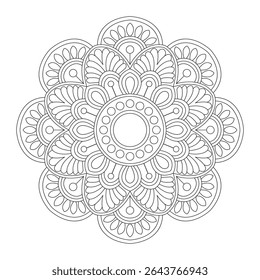 Zentangle flower mandala for coloring book page, vector illustration, Islam, Arabic, Indian, moroccan,spain, turkish, pakistan, chinese, mystic, ottoman motifs. Coloring book page