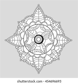 Zentangle flower mandala. Vector picture for adult coloring book