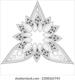 Zentangle flowers in black and white for coloring book. Hand Drawn Flowers for Adult Anti Stress of coloring page in Monochrome  Isolated in white background