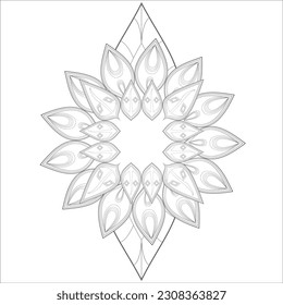 Zentangle flowers in black and white for coloring book. Hand Drawn Flowers for Adult Anti Stress of coloring page in Monochrome  Isolated in white background