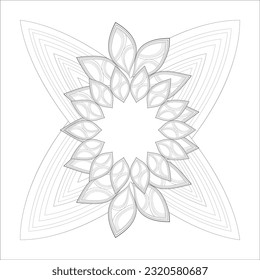 Zentangle flowers in black and white for coloring book. Hand Drawn Flowers for Adult Anti Stress of coloring page in Monochrome  Isolated in white background